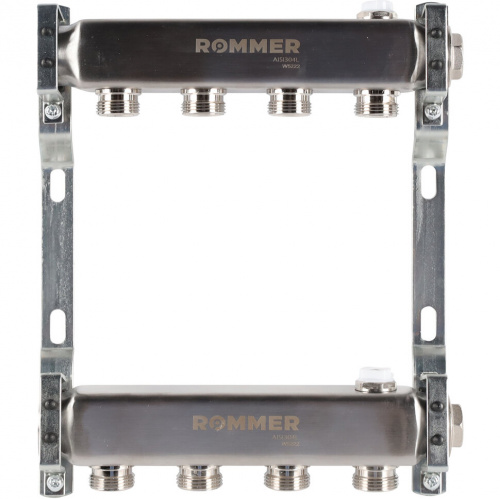 ROMMER Коллектор из нержавеющей стали для радиаторной разводки 4 вых.